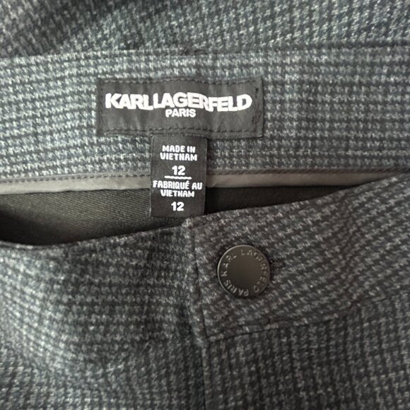 Karl Lagerfeld quiet-luxury dark grey micro-houndstooth pants – Women’s 12 - Picture 3 of 9